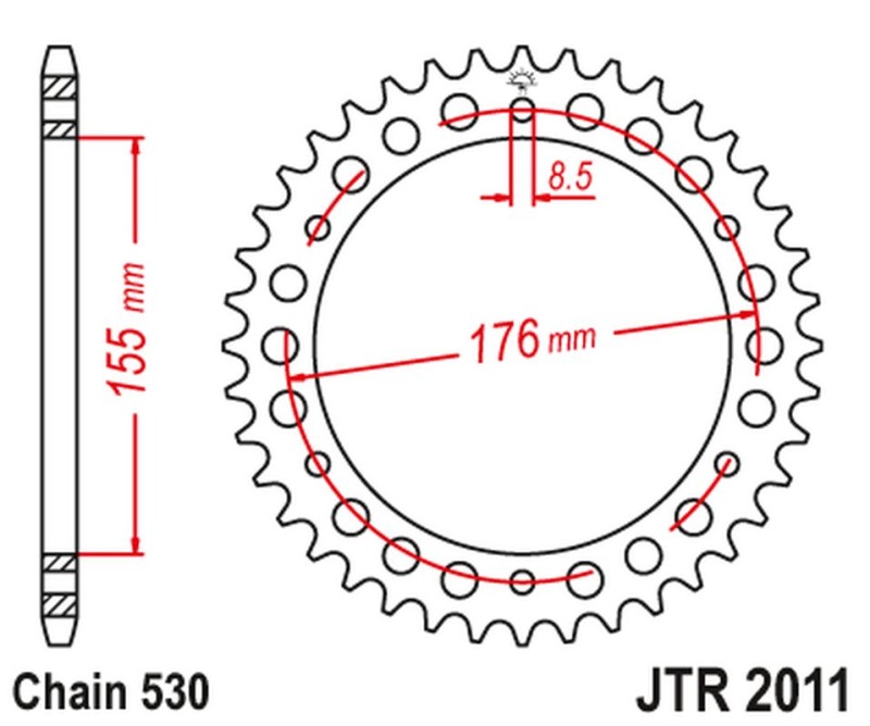 JT ZĘBATKA TYLNA 4392 42 TRIUMPH 955/1050 (439242JT) (ŁAŃC. 530) CZARNA (1)
