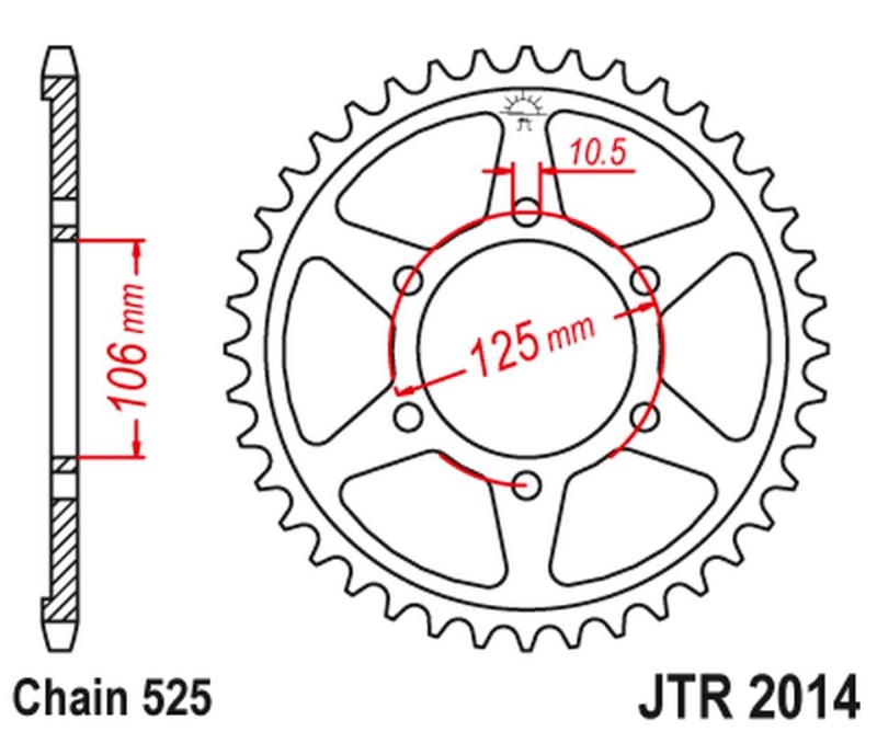 JT ZĘBATKA TYLNA 4529 47 TRIUMPH 675 '06-'17 (452947JT) (ŁAŃC. 525) CZARNA (1)