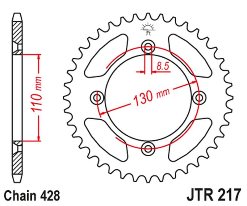 JT ZĘBATKA TYLNA 249 52 HONDA CR80 '86-02', CR85 '03-07' (24952JT) (ŁAŃC.428) (1)