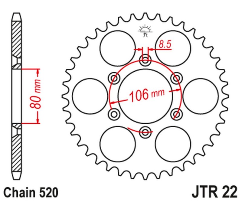 JT ZĘBATKA TYLNA 3560 45 APRILIA SX 125 '08-'12, MX 125 '04-'07 (356045JT) (ŁAŃC. 520) (1)