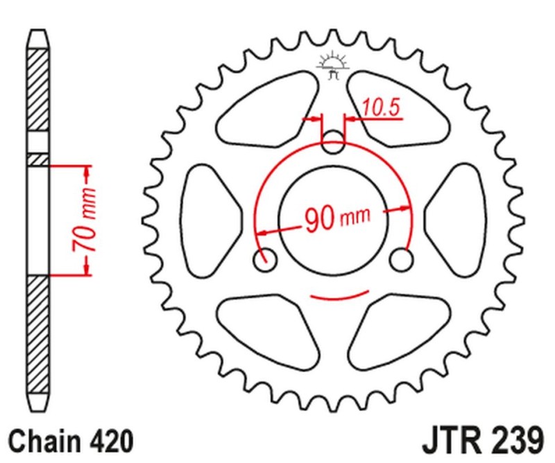 JT ZĘBATKA TYLNA 239 43 HONDA MTX 80R '83-'86, MBX 50 (23943JT) (ŁAŃC. 420) (1)
