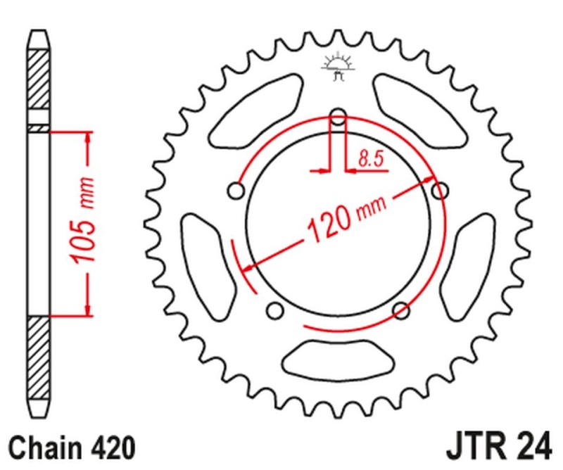 JT ZĘBATKA TYLNA 3565M 55 APRILIA 50RX '98-'05, 50SM '03-'06 (3565M55JT) (ŁAŃC. 420) (1)