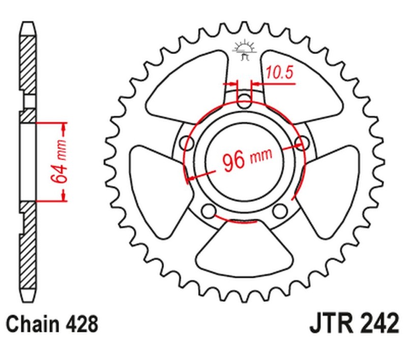 JT ZĘBATKA TYLNA 242 50 HONDA XL 125 R '82-87' (24250JT) (ŁAŃC. 428) (1)
