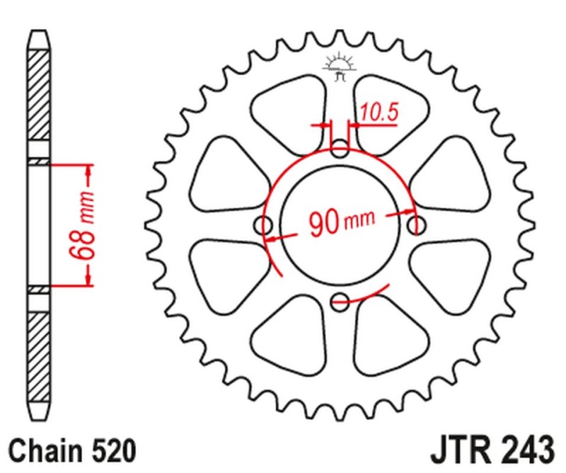 JT ZĘBATKA TYLNA 256 42 HONDA MTX 200 '83-86' (25642JT) (ŁAŃC.520 (1)