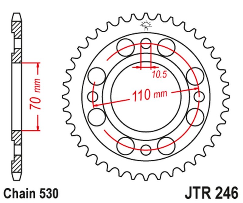 JT ZĘBATKA TYLNA 246 37 HONDA CB 250 N '78-82' CM/CB 400 N/T/A '78-83' (24637JT) (ŁAŃC.530) (1)
