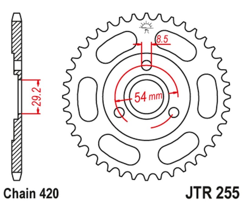 JT ZĘBATKA TYLNA 255 35 HONDA Z 50 MONKEY (25535JT) (ŁAŃC.520) (1)