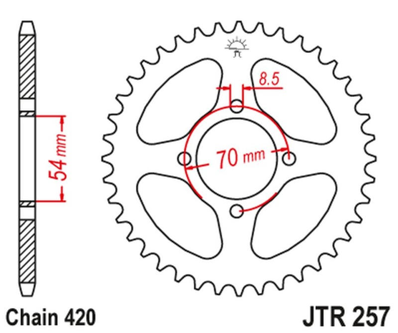 JT ZĘBATKA TYLNA 257 40 HONDA C 50/70 '75-87' (25740JT) (ŁAŃ420) NA ZAMÓWIENIE (1)