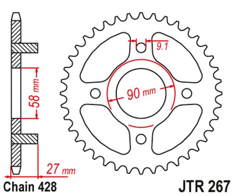 JT ZĘBATKA TYLNA JTR267 39 HONDA CD 175 '71-78' (26739JT) (ŁAŃC.428) NA ZAMÓWIENIE (1)