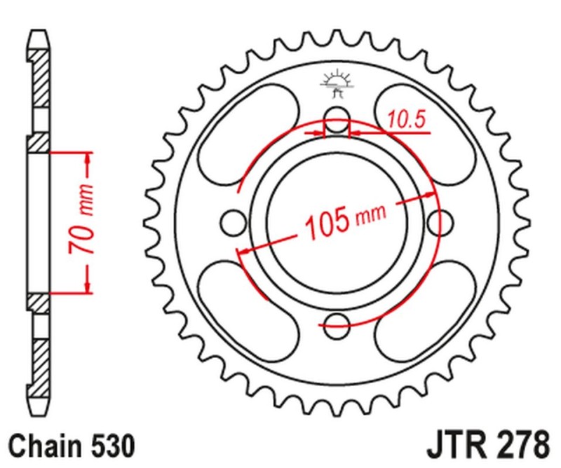JT ZĘBATKA TYLNA 278 34 HONDA CB 250 '73-77',CJ 250 '76-79', CB 360/400 '75-79' (27834JT) (ŁAŃC.530) (1)
