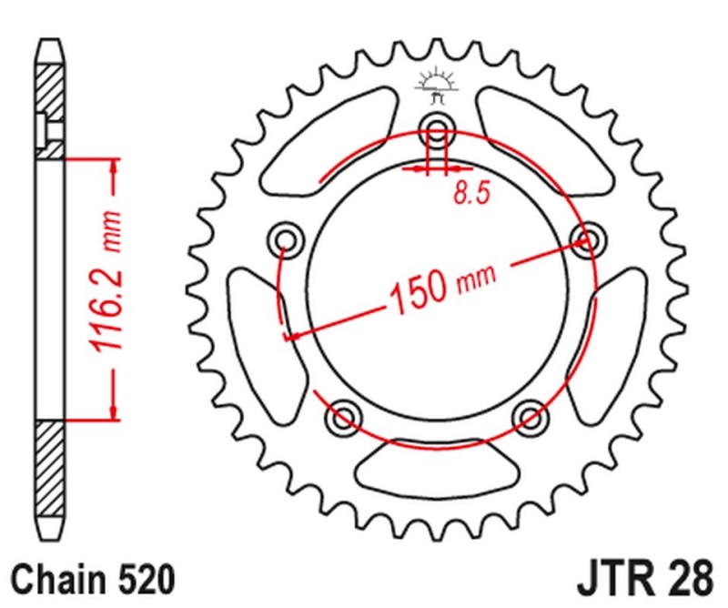 JT ZĘBATKA TYLNA 4329 42 APRILIA RS 250 '95-04' (432942JT) (ŁAŃC.520) (1)