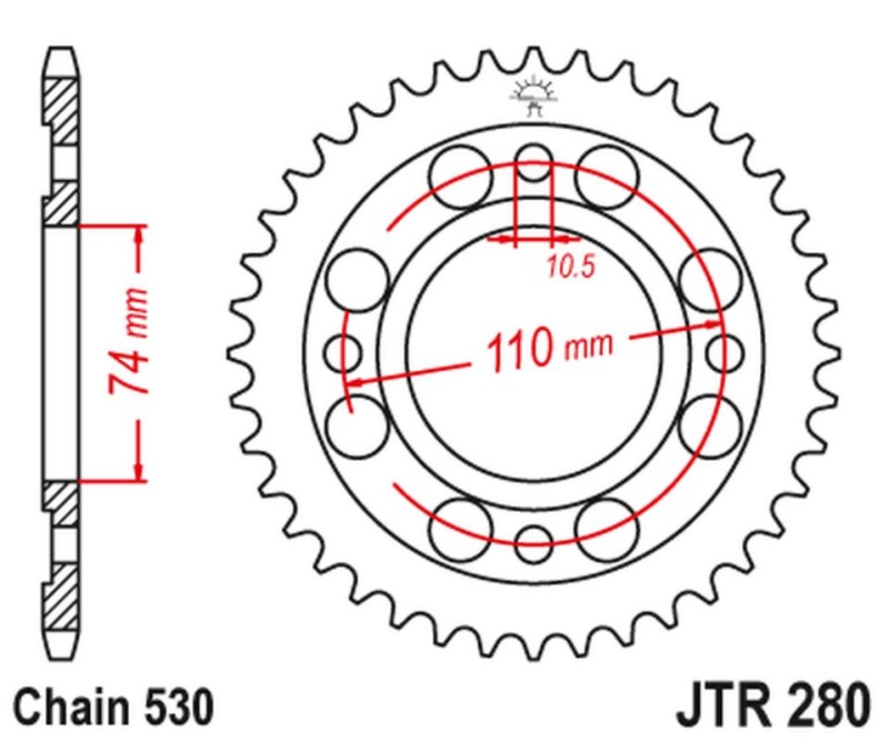 JT ZĘBATKA TYLNA HONDA CB 500 T '75-77' (28033JT) (ŁAŃC.520) (1)