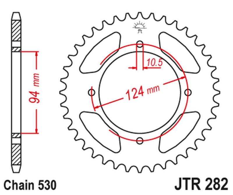 JT ZĘBATKA TYLNA 282 37 HONDA CB 500F/K '78-'80 (28237JT) (ŁAŃC. 530) (1)