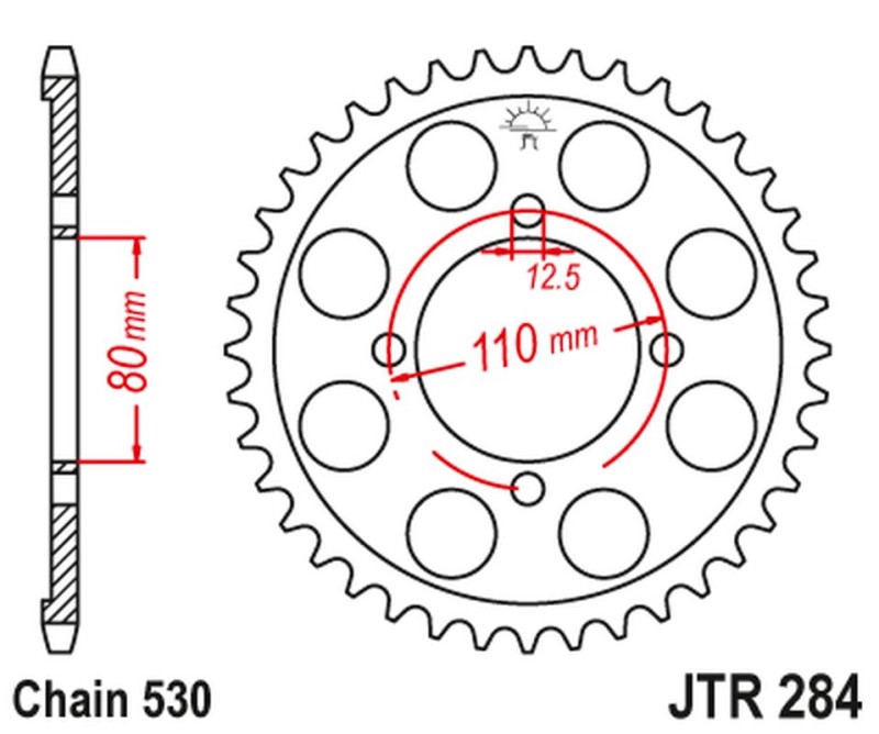 JT ZĘBATKA TYLNA 284 45 HONDA CB 650 Z,A,B,C '79-'82 (28445JT) (ŁAŃC. 530) NA ZAMÓWIENIE (1)