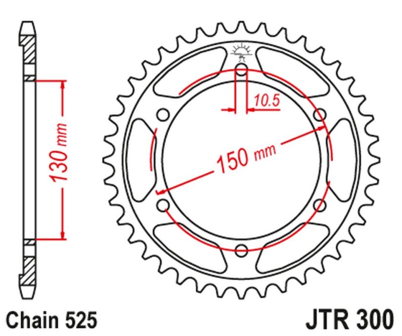 JT ZĘBATKA TYLNA 300 42 YAMAHA TDM 900 '02-'13 (30042JT) (ŁAŃC. 525) CZARNA (1)