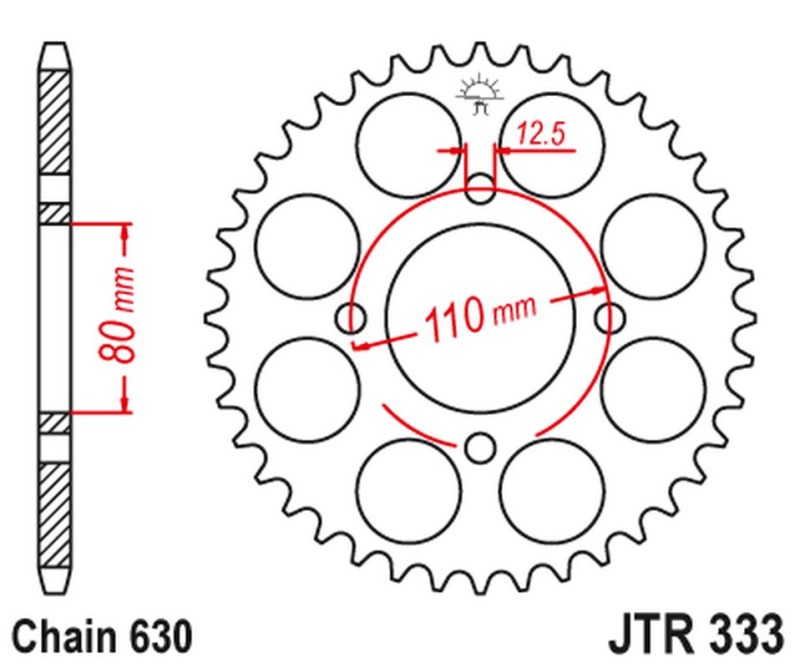 JT ZĘBATKA TYLNA 333 43 HONDA CB 750 F '77-80' (33343JT) (ŁAŃC.630) (1)