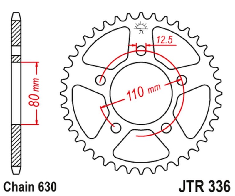 JT ZĘBATKA TYLNA 336 34 HONDA CBX 1000 '78-79' (SC03) (33634JT) (ŁAŃC.630) NA ZAMÓWIENIE (1)