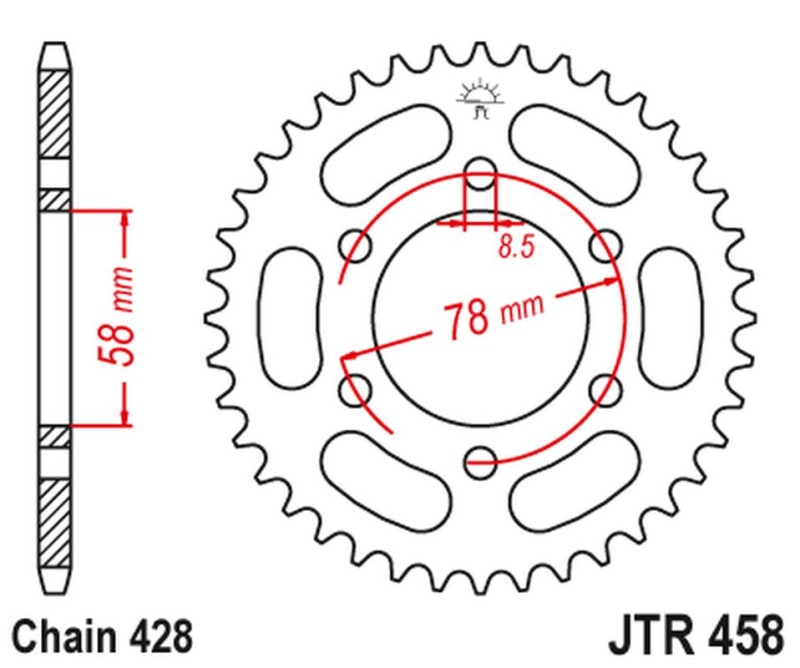 JT ZĘBATKA TYLNA 826 40 KAWASAKI KH 100 '93-94', KH 125 '83-94' (6 OTWOTÓW) (82640JT) (ŁAŃC.428) NA ZAMÓWIENIE (1)