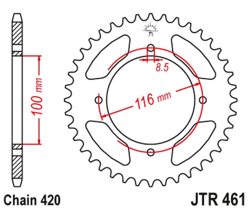 JT ZĘBATKA TYLNA 467 47 KAWASAKI KX 80/85 '86-'17 (46747JT) (ŁAŃC. 420) (1)
