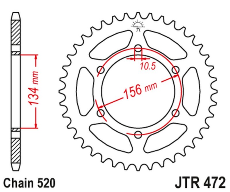 JT ZĘBATKA TYLNA 508 40 KAWASAKI KR 250 '89-92' (50840JT) (ŁAŃC.520) NA ZAMÓWIENIE (1)