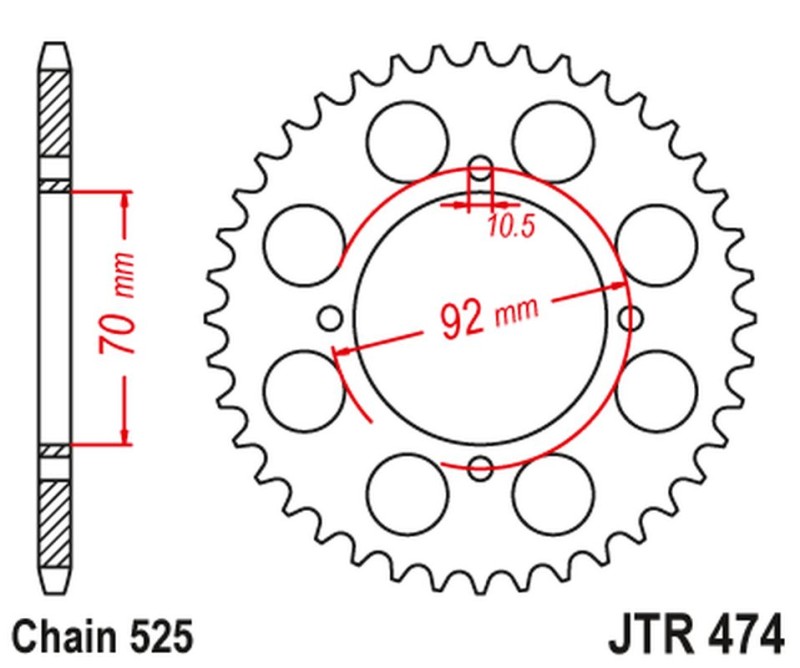 JT ZĘBATKA TYLNA JTR474 48 KAWASAKI KH 250 '75-82', S1 250 '73-75' (47448JT) (ŁAŃĆ.525) NA ZAMÓWIENIE (1)