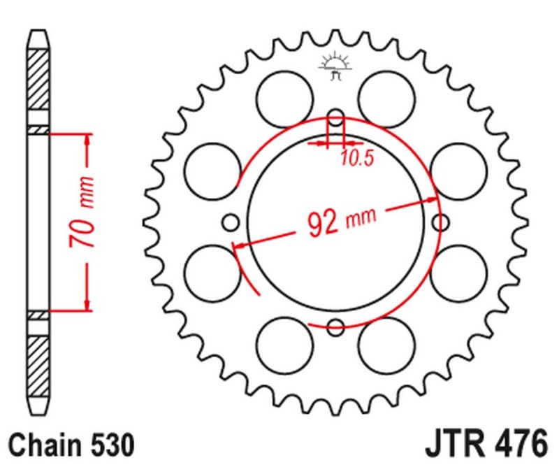 JT ZĘBATKA TYLNA 476 41 KAWASAKI GPZ 250 '83-85', Z 250/400/440/500/550 '78-85' (47641JT) (ŁAŃC.530) NA ZAMÓWIENIE (1)