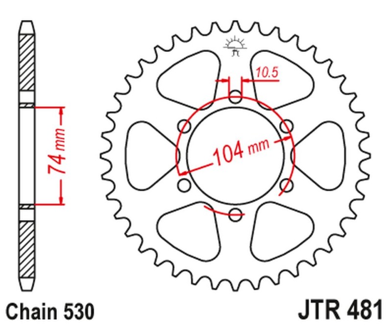 JT ZĘBATKA TYLNA 481 40 KAWASAKI Z 400/550 '80-83', Z 650 '79', KH 500 '72-75' (48140JT) (ŁAŃC.530) (1)