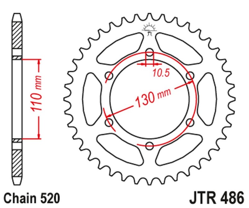JT ZĘBATKA TYLNA 504 46 KAWASAKI KLE 300 VERSYS '17-'24 (50446JT) (ŁAŃC. 520) CZARNA (1)