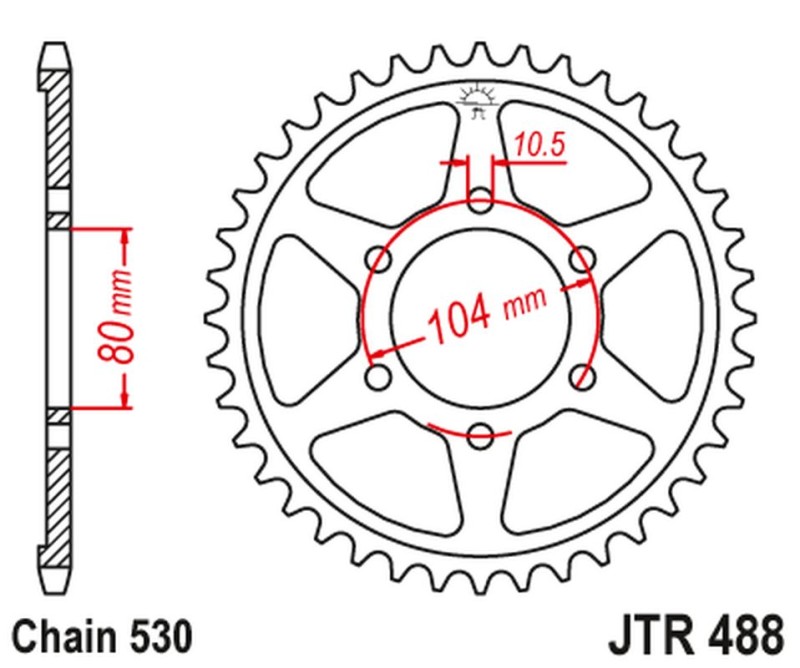 JT ZĘBATKA TYLNA 488 39 KAWASAKI KZ 650 SR 77-80, Z 500B3 81, Z 400F 8385 (48839JT) (ŁAŃC. 530) (1)