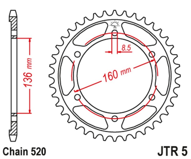 JT ZĘBATKA TYLNA 3552 39 APRILIA ETX 125 '84 BMW G310 R '16-'20 (-1) (355239JT) (ŁAŃC. 520) (1)