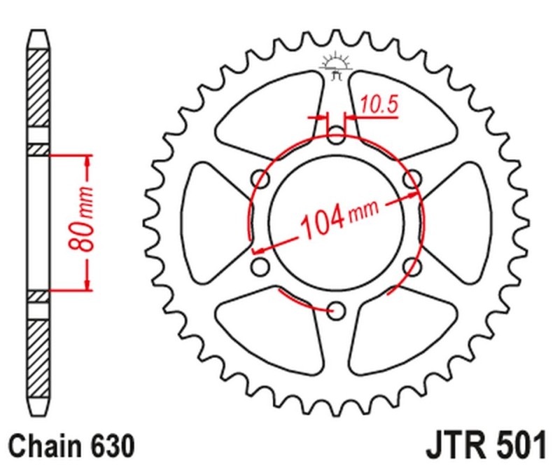 JT ZĘBATKA TYLNA 501 40 KAWASAKI GPZ 1100(ZX1100B2) '82 (50140JT) (ŁAŃC.630) (1)