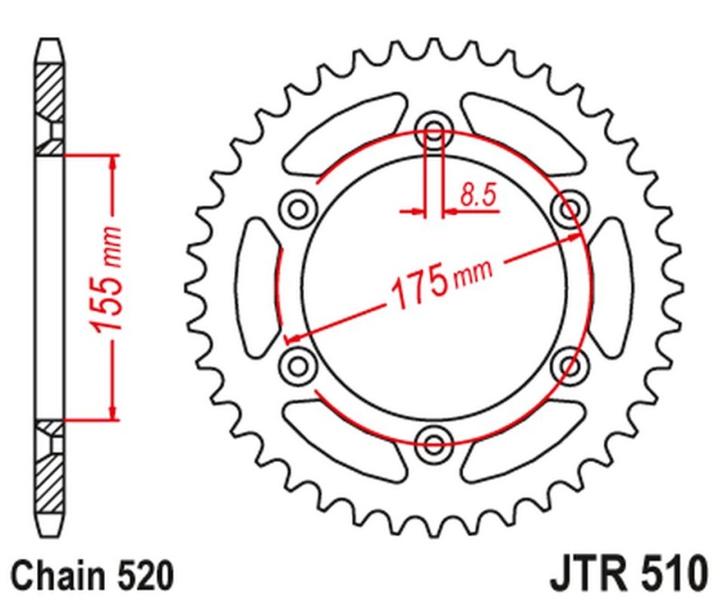 JT ZĘBATKA TYLNA 1503 50 HUSQVARNA 125/250 WRK '88-89', CAGIVA 125/250 WMX '85-88' (150350JT) (ŁAŃC.520) (1)