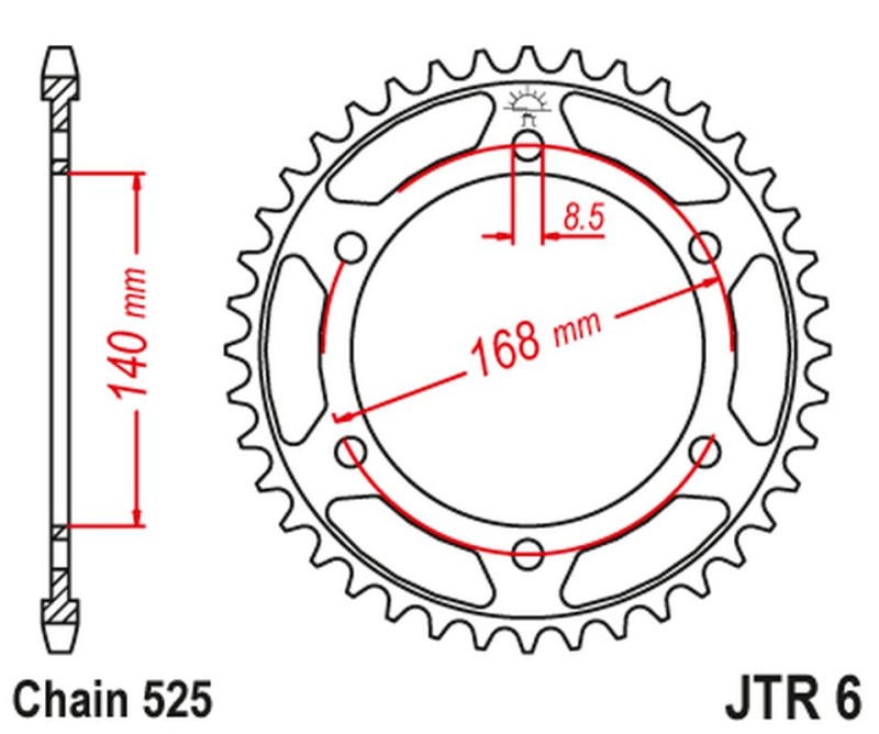 JT ZĘBATKA TYLNA 4550 42 BMW F800R (OTWÓR NA ŚRUBĘ 8,5MM) (455042JT) (ŁAŃC. 525) CZARNA (1)