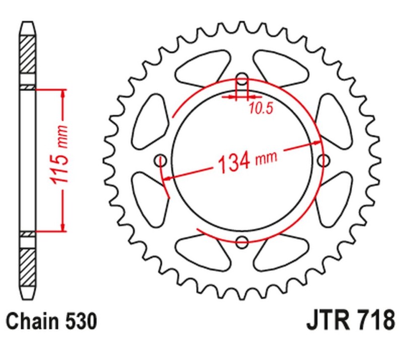 JT ZĘBATKA TYLNA 711 48 CAGIVA ELEFANT 650/750 '85-89', DUCATI 650/750 INDIANA CUSTOM '87-90' (71148JT) (ŁAŃC.530) (1)