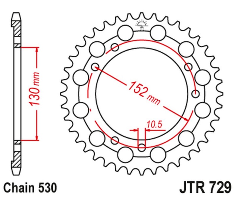 JT ZĘBATKA TYLNA 713 46 CAGIVA ELEFANT 750/900 '90-98', GRAND CANYON 900 '99' (71346JT) (ŁAŃC.530) (1)