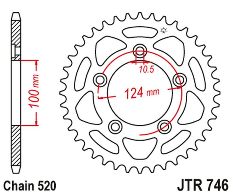 JT ZĘBATKA TYLNA 4444 48 DUCATI PANIGALE 899 14-15, SCRAMBLER 800 15-18 (-2) (444448JT) (ŁAŃC.520) (1)
