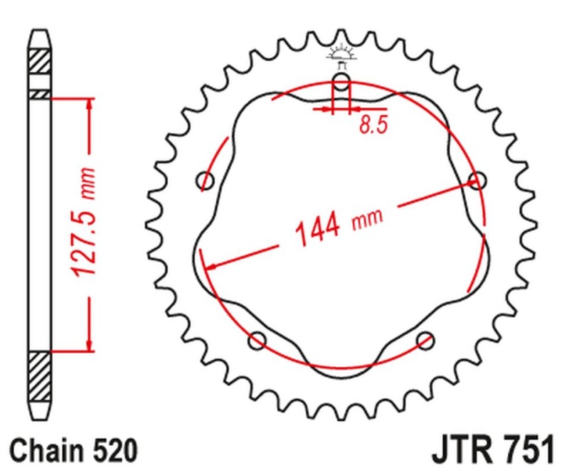 JT ZĘBATKA TYLNA 4320M 38 DUCATI 950 HYPERMOTARD '19-20, 800 MONSTER '05-07, 748 BIPOSTO '95-03, (POTRZEBNY ADAPTER JTA750B) (4320M38JT) (ŁAŃC. 520) (1)