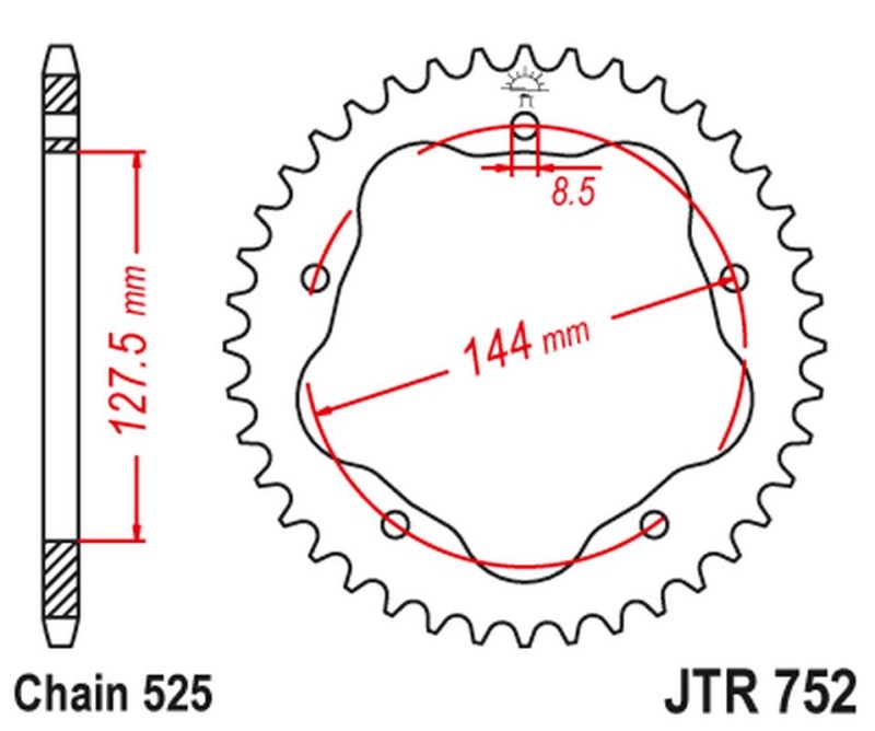 JT ZĘBATKA TYLNA 4320 36 DUCATI 848/916/996/1000/1100 (POTRZEBNY ADAPTER JTA750B) (432036JT) (ŁAŃC. 525) (1)