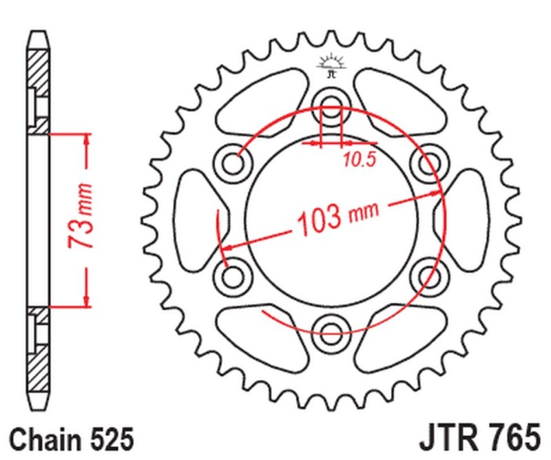 JT ZĘBATKA TYLNA 4731 43 DUCATI MULTISTRADA 950 '17-20 (473143JT) (ŁAŃC. 525) (1)