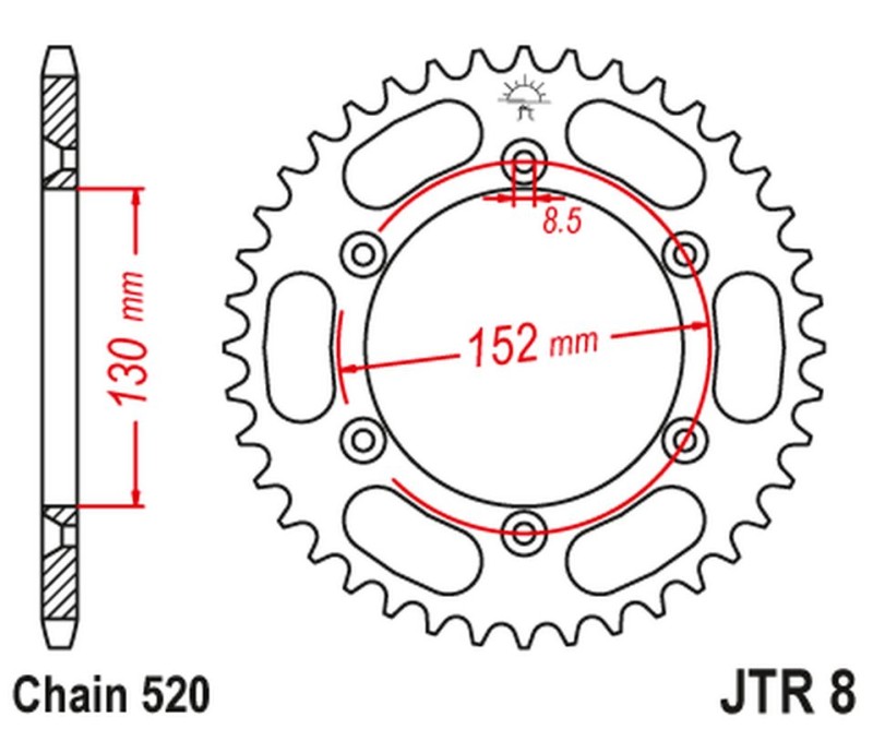 JT ZĘBATKA TYLNA 4500 51 BMWG 450X '08-11 (450051JT) (ŁAŃC. 520) (1)