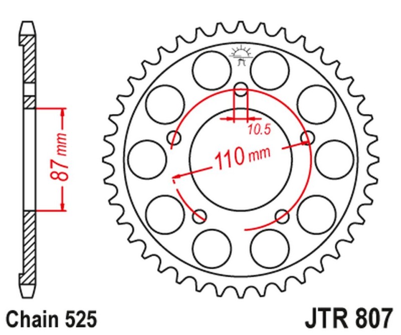 JT ZĘBATKA TYLNA 828 45 SUZUKI GSF 650 BANDIT '07-15, GSX 650 '08-16, GSF/GSX 400 BANDIT '90-92, SV 650 '99-13 (82845JT) (ŁAŃC. 525) KOLOR CZARNY (1)