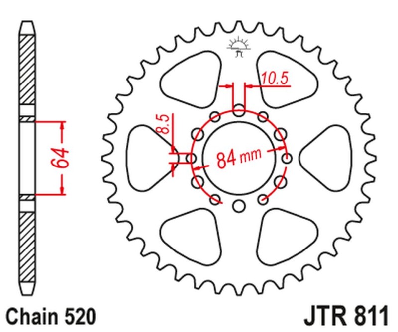 JT ZĘBATKA TYLNA 811 46 SUZUKI DR 200 '86-91 (+2) (81146JT) (ŁAŃC. 520) (1)