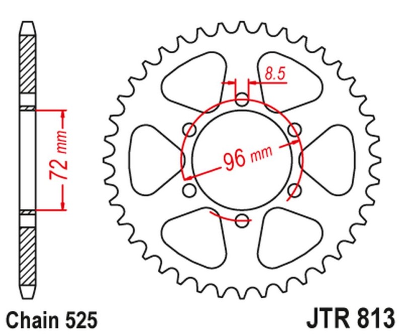 JT ZĘBATKA TYLNA SUZUKI TS 250 '71-76 (ŁAŃC. 525) (1)
