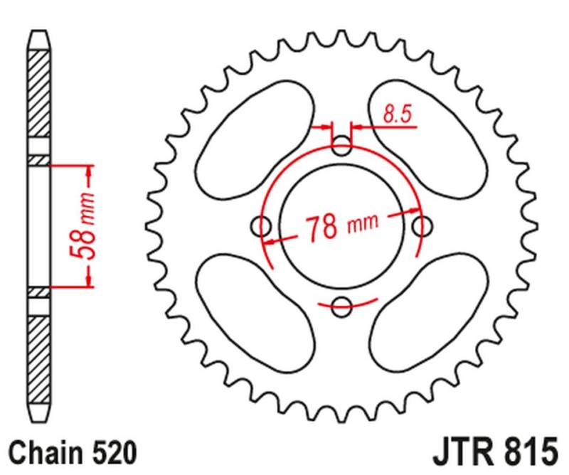 JT ZĘBATKA TYLNA 815 35 SUZUKI GT/SB 200 '79-82 (81535JT) (ŁANC.520) NA ZAMÓWIENIE (1)