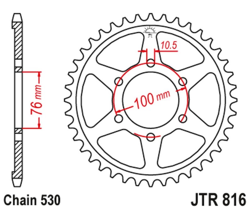 JT ZĘBATKA TYLNA 816 52 SUZUKI GSX 1100F '88-96 KONWERSJA (81652JT) (ŁAŃC. 530) (1)