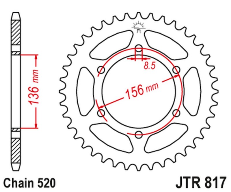 JT ZĘBATKA TYLNA 830 46 DERBI 659 MULHACEN '07-12, SUZUKI RGV/TV 250 '89-90 (83046JT) (ŁAŃC. 630) (1)