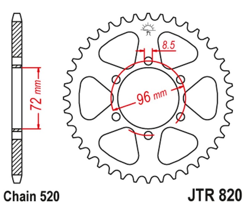 JT ZĘBATKA TYLNA 829 42 SUZUKI DR 250 '82-87, SP 250 '82-85, DR 370 '78-79, SP 370 '77-82 (82942JT) (ŁANC. 520) (1)