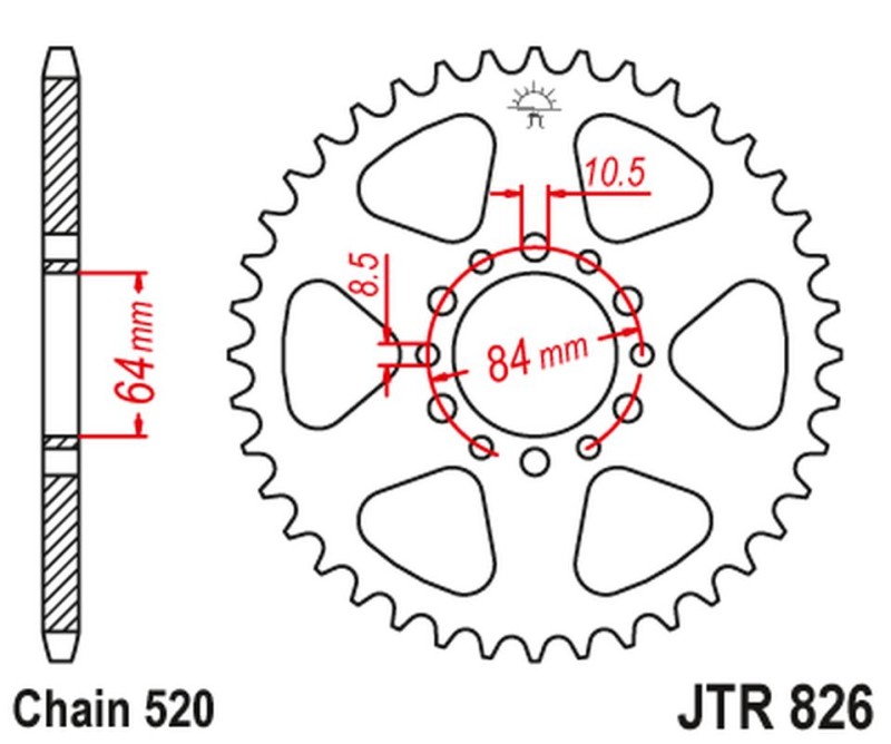 JT ZĘBATKA TYLNA 819 47 SUZUKI GSX 250 '82-84 (81947JT) (ŁAŃC. 520) (1)
