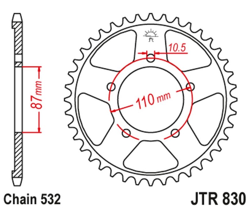 JT ZĘBATKA TYLNA 821 46 SUZUKI GSX-R 1100 '86-88 (82146JT) (ŁAŃC. 532) (1)