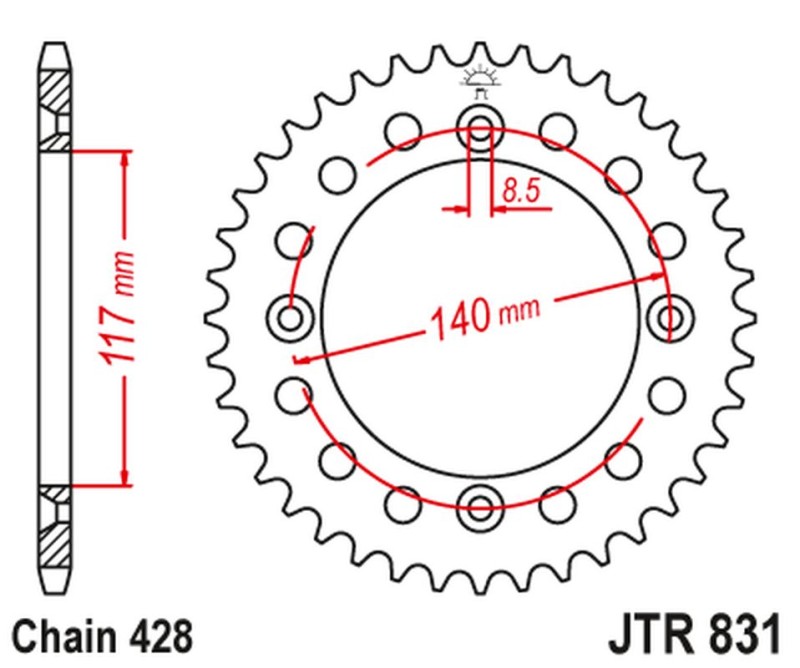JT ZĘBATKA TYLNA 831 46 YAMAHA YZ 80L/S '84, '86-92 (83146JT) (ŁAŃC. 428) (1)