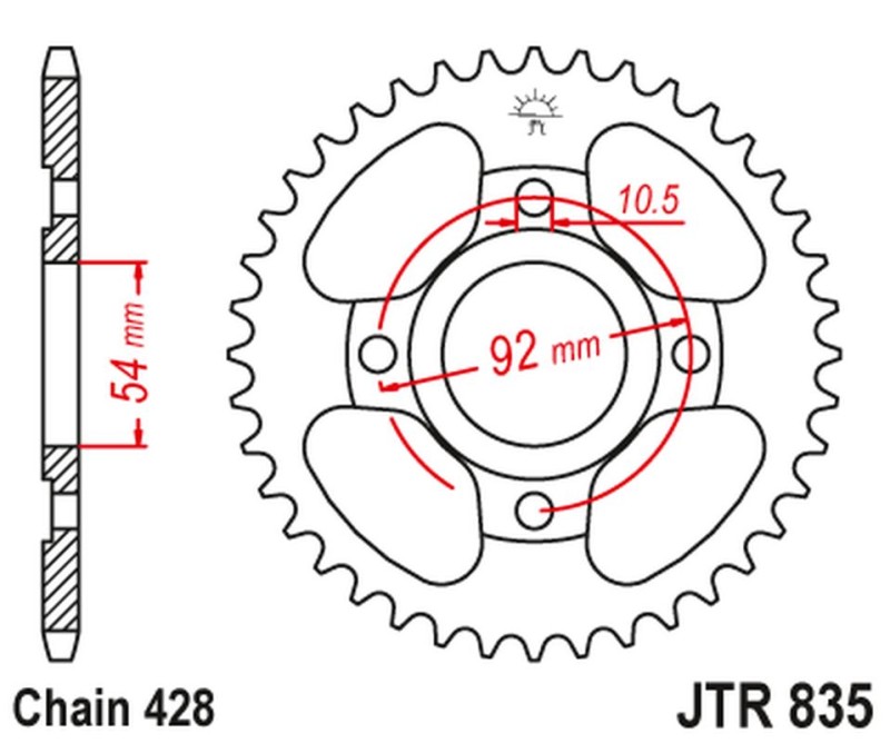 JT ZĘBATKA TYLNA 843 49 YAMAHA SR 125 '82-03 (84349JT) (ŁAŃC. 428) (1)